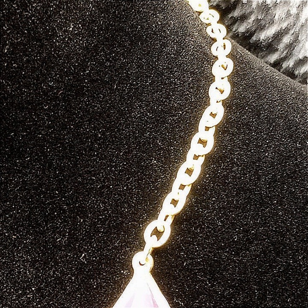 Gold Tone Geometric Statement Necklace Fuchsia Gemstones 16 Inch - Picture 8 of 10